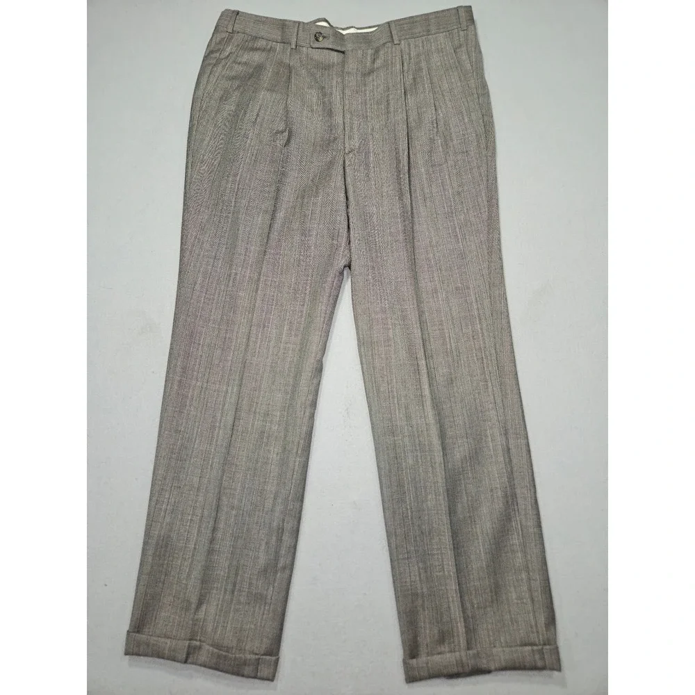 VTG Florentino Clothes Glen Check 2PC Wool Suit Blazer Trousers Gray Sz 38x33